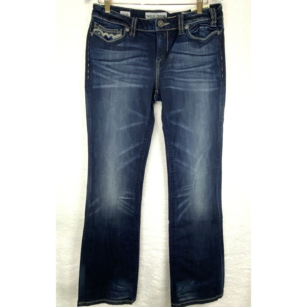 MEK DNM Tirana Slim Boot Jeans Mens 31x34 Dark Wash Embroidered Pockets W1TIRAX4